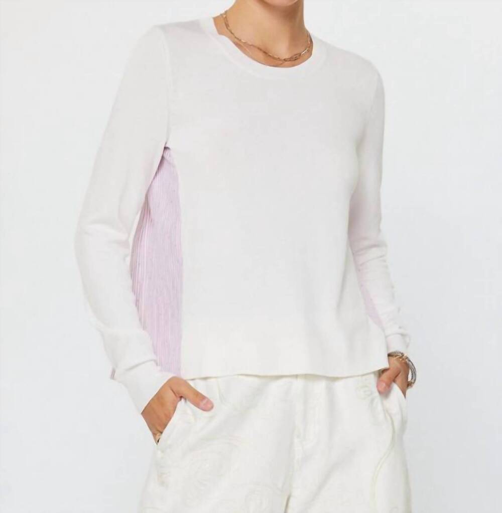 NEW CURRENT AIR women's mixed media top in pink/white